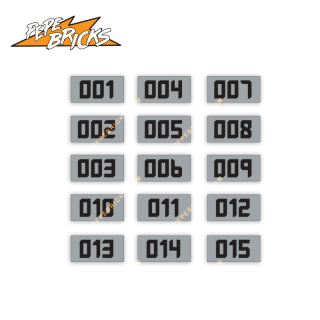 1x2 tile numbers SET 1 - space grey (15pc) LBG