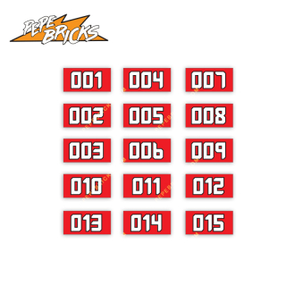 1x2 tile numbers SET 2 - space grey (15pc) red